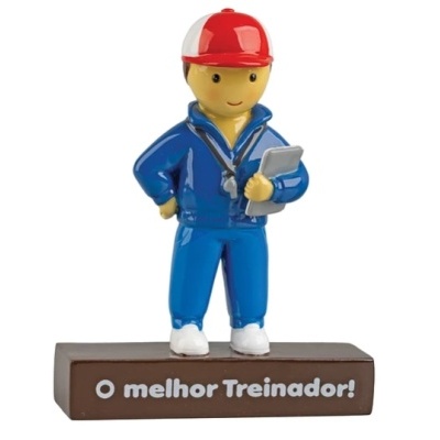 Figura decorativa de treinador com base e texto
