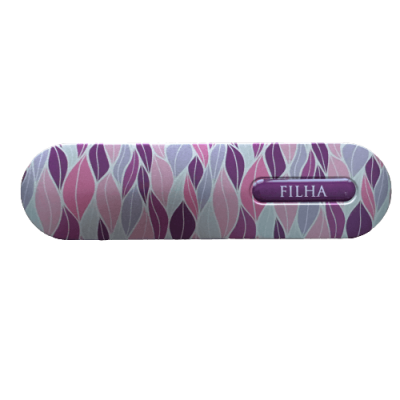 Estojo para óculos com padrão abstrato e botão com texto FILHA