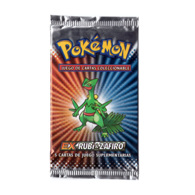Pacote de cartas Pokémon EX Rubí & Zafiro com 5 cartas de jogo suplementares e imagem de Pokémon Sceptile