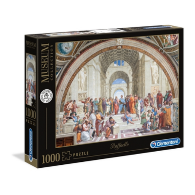Caixa de puzzle Clementoni 1000 peças com imagem da Escola de Atenas de Raffaello