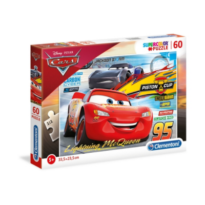 Caixa de quebra-cabeças Cars com personagens Lightning McQueen e Jackson Storm