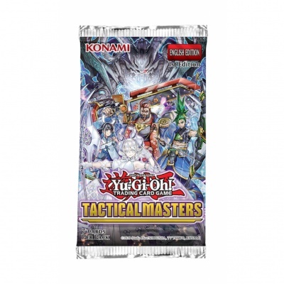 Pacote de cartas Yu-Gi-Oh! Tactical Masters em embalagem prateada com arte colorida
