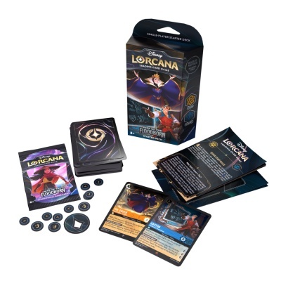 Jogo de cartas Disney Lorcana Starter Deck com cartas e tokens