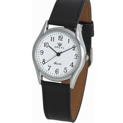 Relógio de pulso ORCYL com bracelete preta e mostrador branco