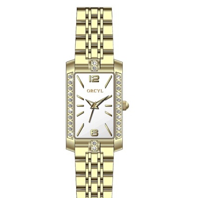 Relógio feminino Orcyl dourado com pedras brilhantes