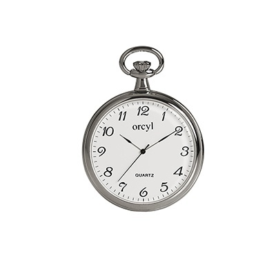 Relógio de bolso Orcyl com mostrador branco e números pretos