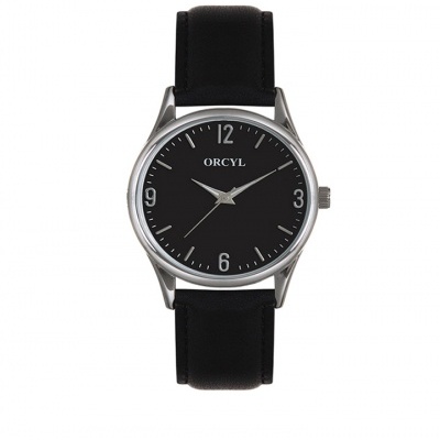 Relógio de pulso com mostrador preto e bracelete negra