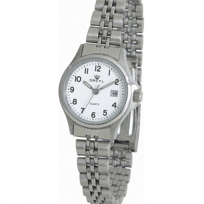 Relógio de pulso ORCAY com bracelete metálica prateada e mostrador branco