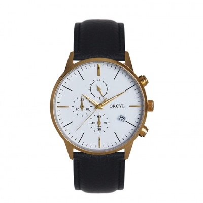 Relógio masculino ORCYL com bracelete preta e mostrador branco
