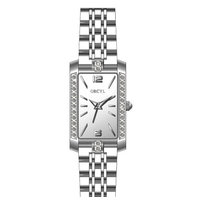 Relógio de pulso feminino ORCYL prateado com pedras decorativas