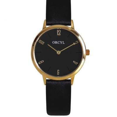 Relógio de pulso Orcyl com caixa dourada e bracelete preta
