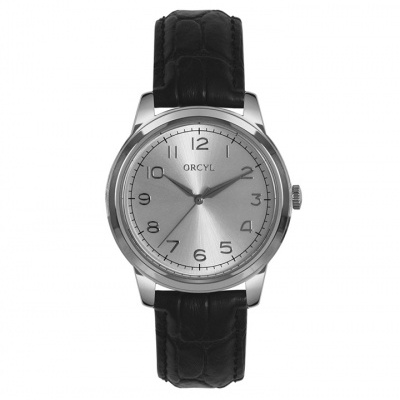Relógio de pulso Orcyl com bracelete preta e mostrador prateado
