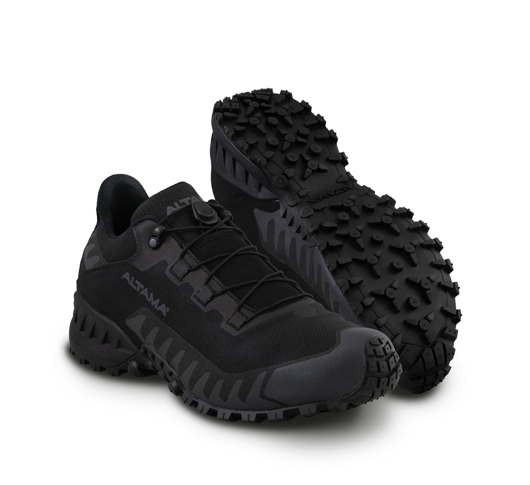 Legacy Low Black Sapatilhas pretas ALTAMA com sola texturizada e sistema de aperto por cordões.
