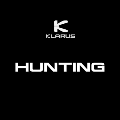 Logótipo da KLARUS com a palavra HUNTING em fundo preto