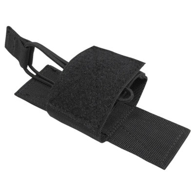 Suporte de fita preta em nylon com fecho de velcro e argola de plástico preta