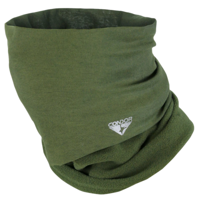 Cachecol ou bandana verde com interior cinzento e logo Condor branco