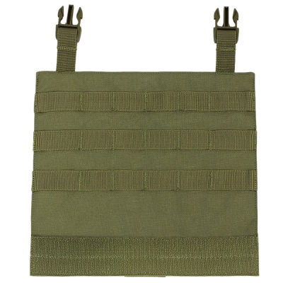 Painel modular táctico verde-oliva com tiras horizontais e alças ajustáveis