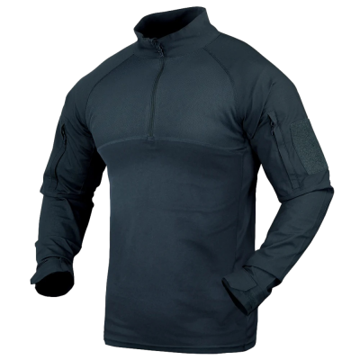 Camisola tática preta com fecho de correr e bolsos nos braços