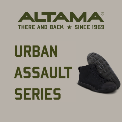 Sapatilhas pretas ALTAMA Urban Assault Series com sola cinzenta texturada