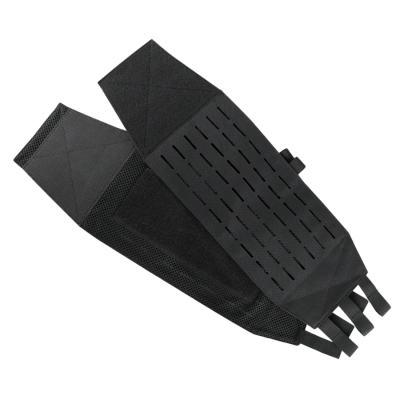 Cinto tático modular preto com fendas e abas de fixação