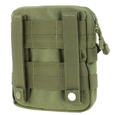 Bolsa tática pequena verde militar em tecido resistente com alças e fecho de correr