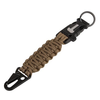Chaveiro tático paracord bege com mosquetão e fecho preto