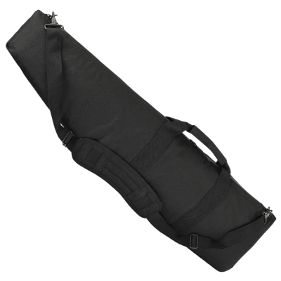 Bolsa de transporte preta almofadada com alças e pega.