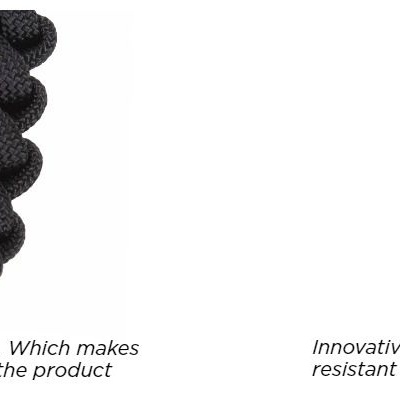 Detalhes de tecido preto e fusível com texto explicativo