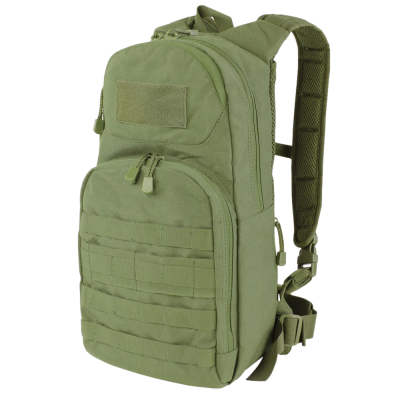 Mochila verde oliva com múltiplos bolsos e alças acolchoadas