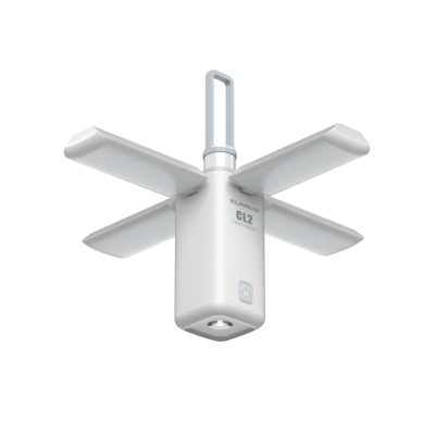 Luz portátil branca com quatro painéis dobráveis e gancho