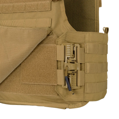 Colete tático militar bege com fecho plástico e velcro