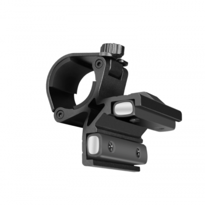 Suporte preto para fixação com parafusos e botão de ajuste