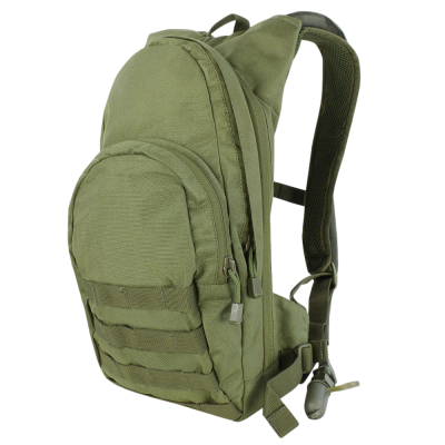 Mochila tática verde oliva com vários bolsos e alças acolchoadas