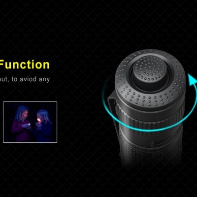 Dispositivo preto com botão giratório e texto da função Lockout