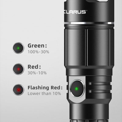 Lanterna preta com indicador de capacidade inteligente