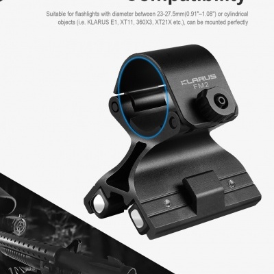 Suporte de montagem para lanterna preta com detalhes azuis