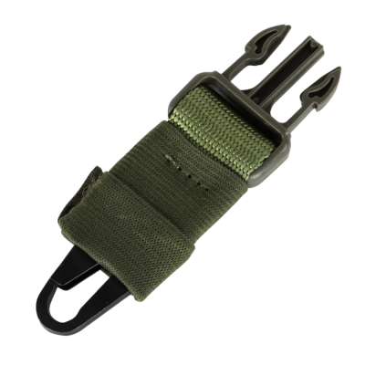 Arnês ou cinto verde-oliva com fecho rápido de plástico