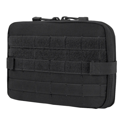 Bolsa tática preta retangular com tiras e velcro