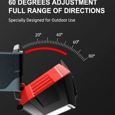 Lanterna ajustável vermelha e preta com escala de ângulos