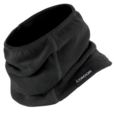 Cachecol tubular preto de tecido polar com etiqueta CONDOR