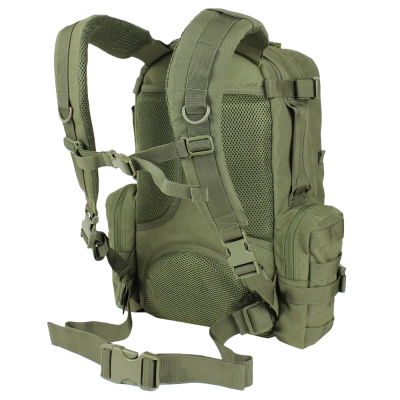 Mochila táctica verde-oliva com alças e acolchoamento em malha