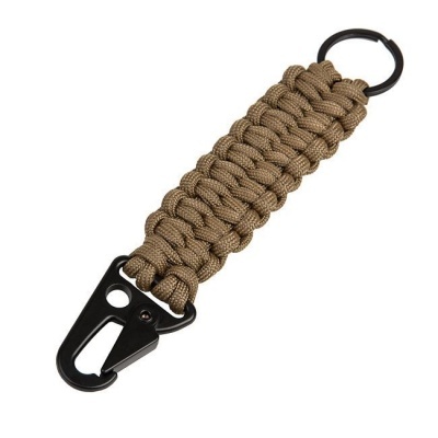 Chaveiro com corda trançada castanha e mosquetão preto