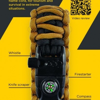 Pulseira flame bracelet preta e castanha com bússola e acessórios vários