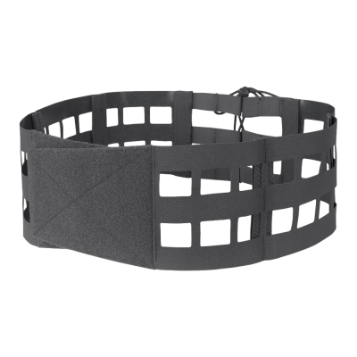 cinto tático negro com fecho de velcro e padrão quadrados vazados