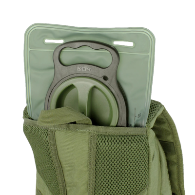 Mochila tática verde com reservatório de água com tampa preta SBS