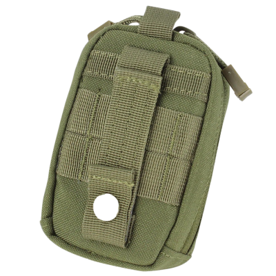 Estojo tático verde-oliva com tiras de nylon e fecho de correr