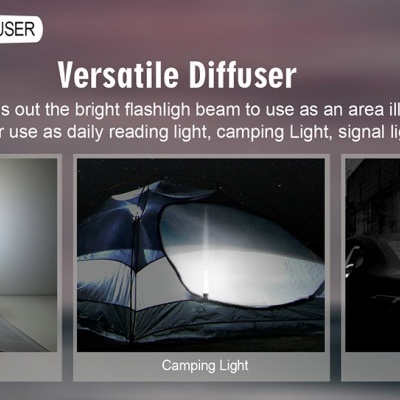 Imagem promocional KDF-3 difusor branco para lanterna com usos variados