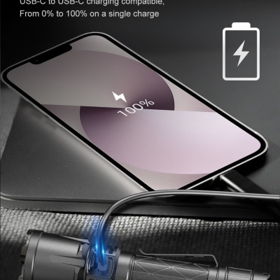 Smartphone a carregar ligado a dispositivo preto com cabo USB-C