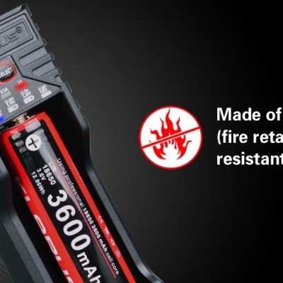 Carregador inteligente K1 com bateria 3600 mAh e texto sobre ABS resistente ao fogo