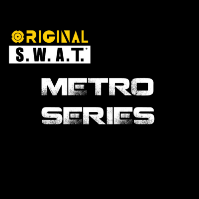 Logotipos e texto com fundo preto 'ORIGINAL S.W.A.T. METRO SERIES'